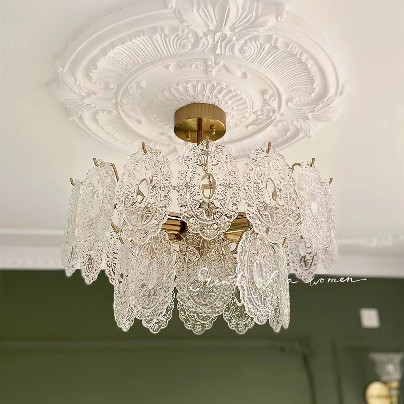 Lustra Chandelier Wave Glass Wrought Iron Elegant - Image 36