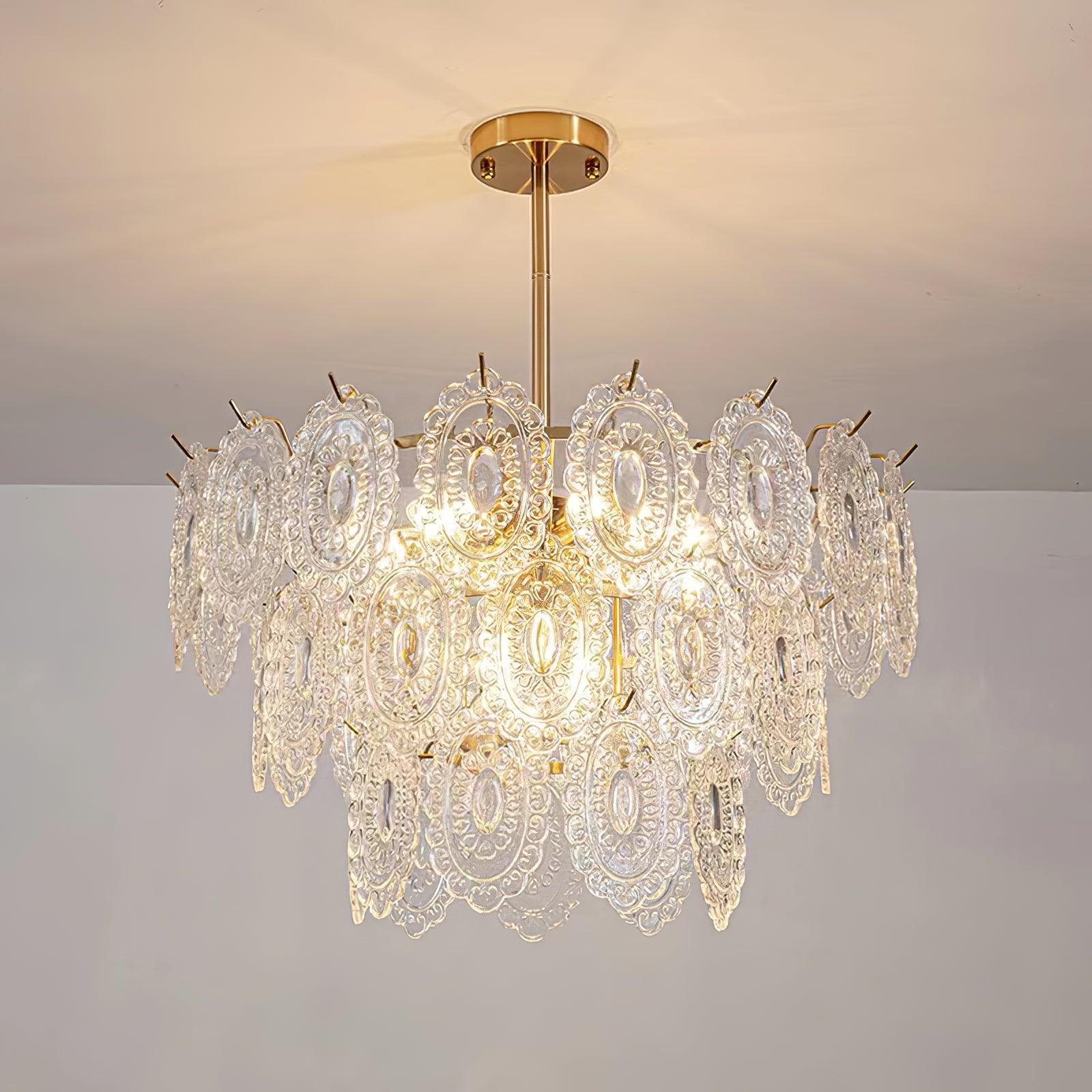 Lustra Chandelier Wave Glass Wrought Iron Elegant - Image 37