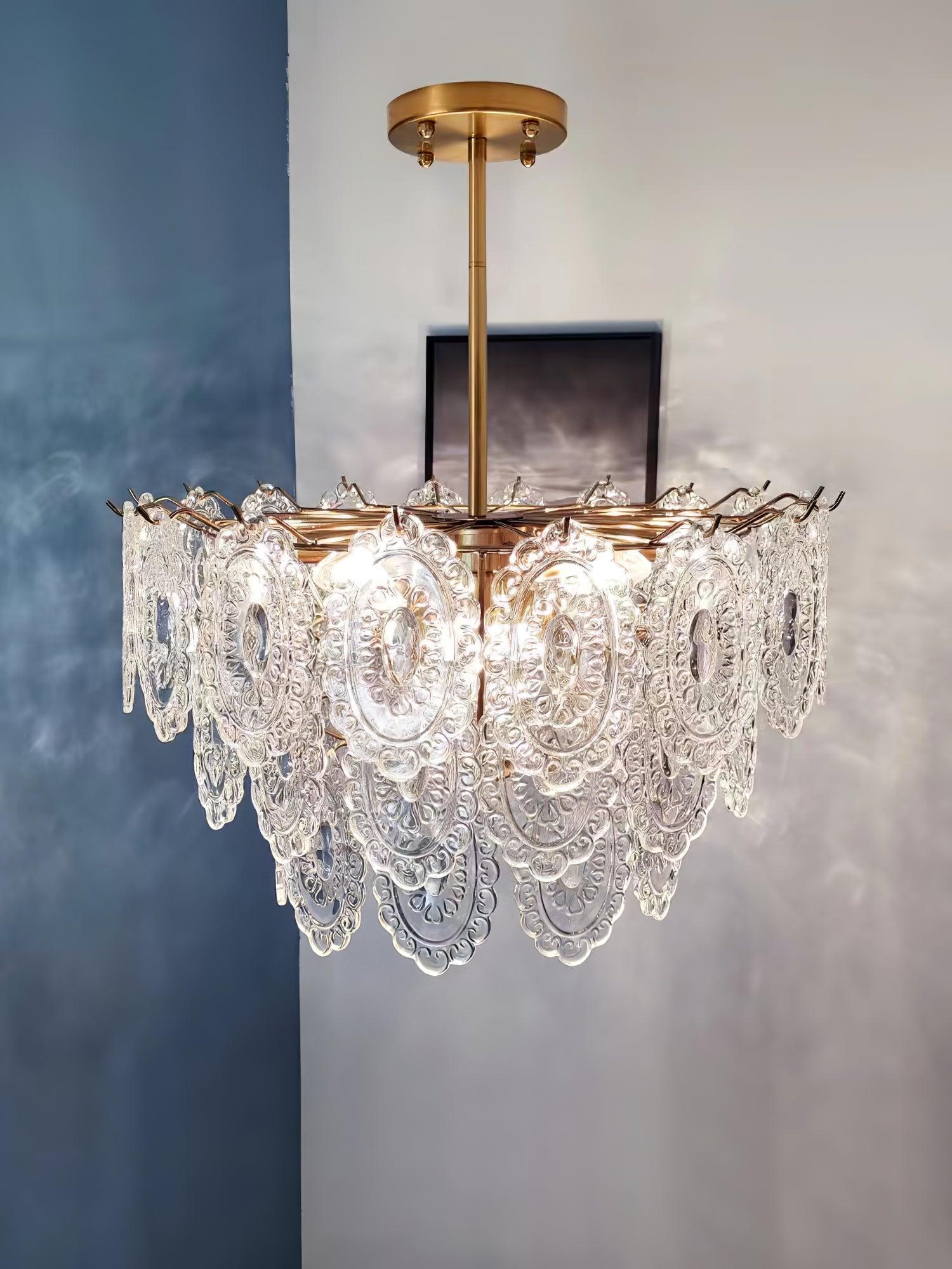 Lustra Chandelier Wave Glass Wrought Iron Elegant - Image 39