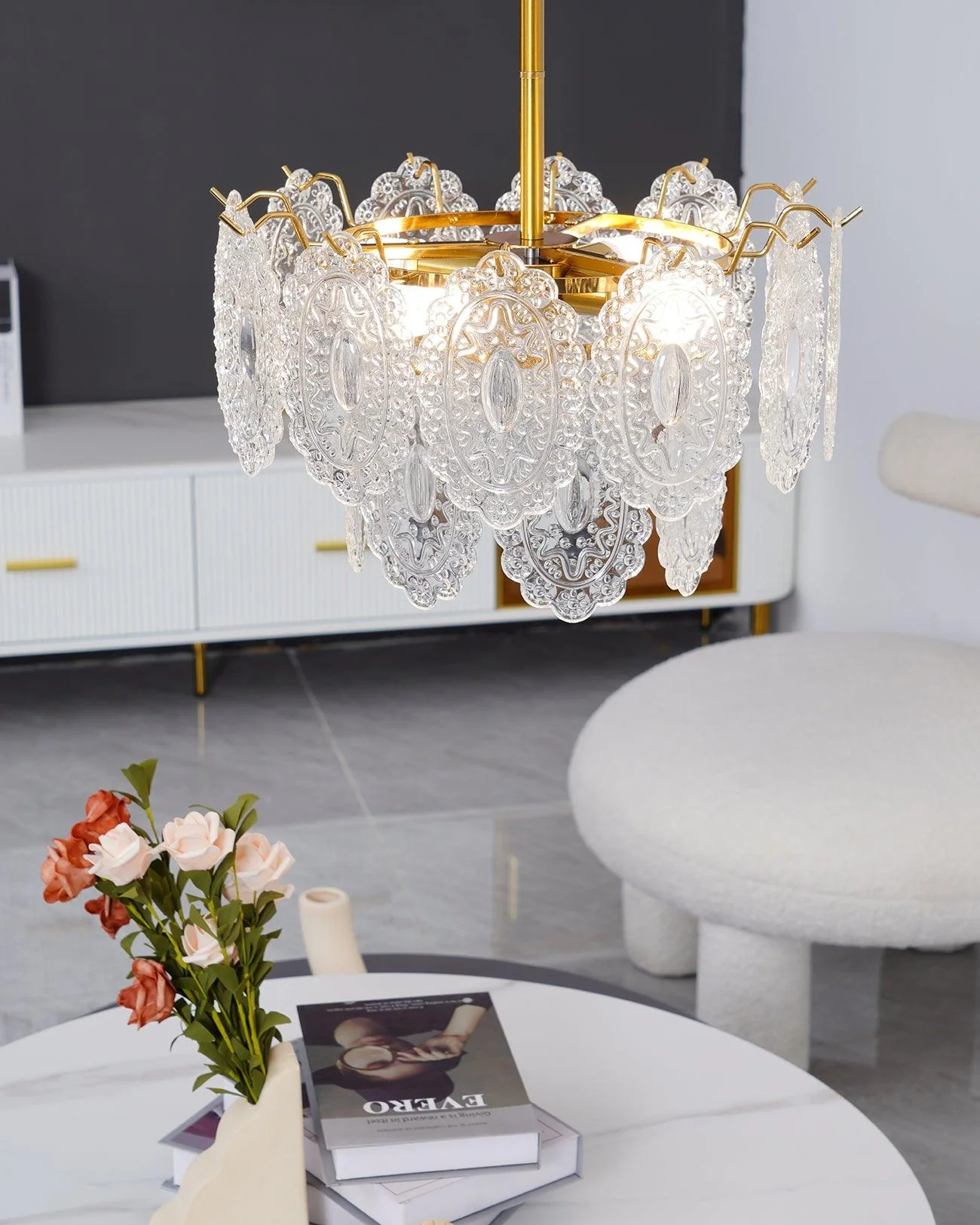 Lustra Chandelier Wave Glass Wrought Iron Elegant - Image 41