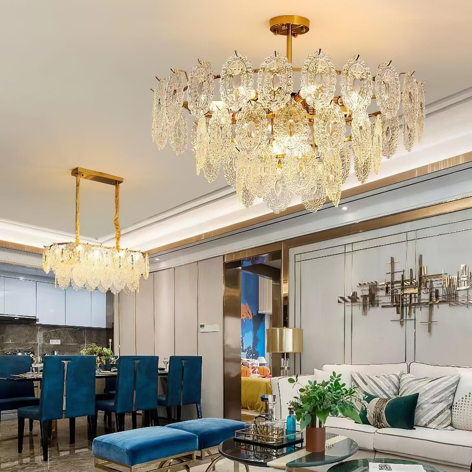 Lustra Chandelier Wave Glass Wrought Iron Elegant - Image 5