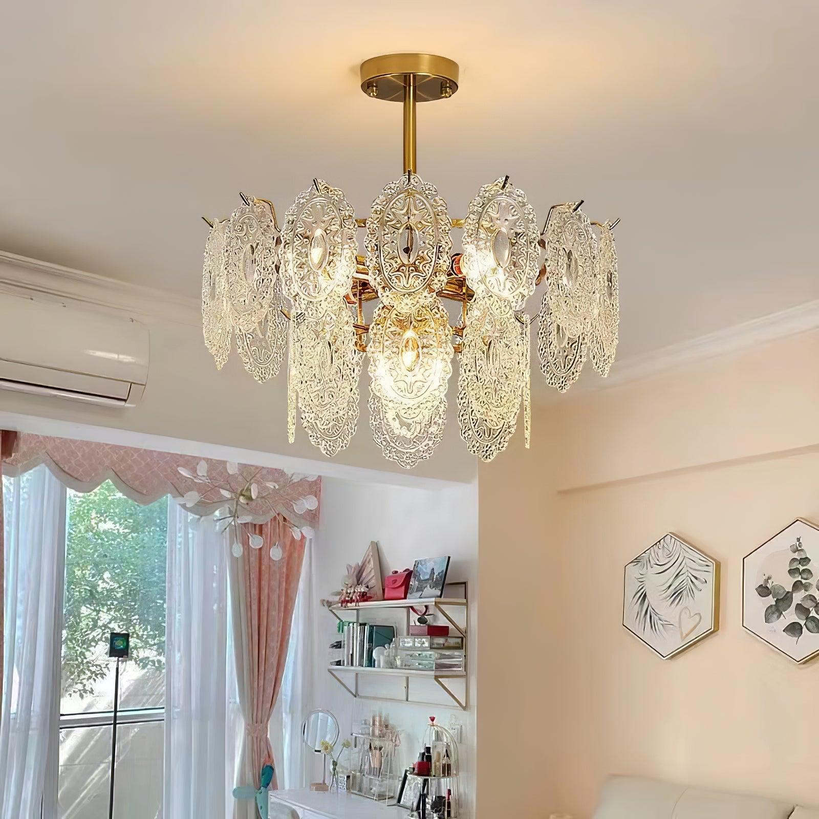 Lustra Chandelier Wave Glass Wrought Iron Elegant - Image 6