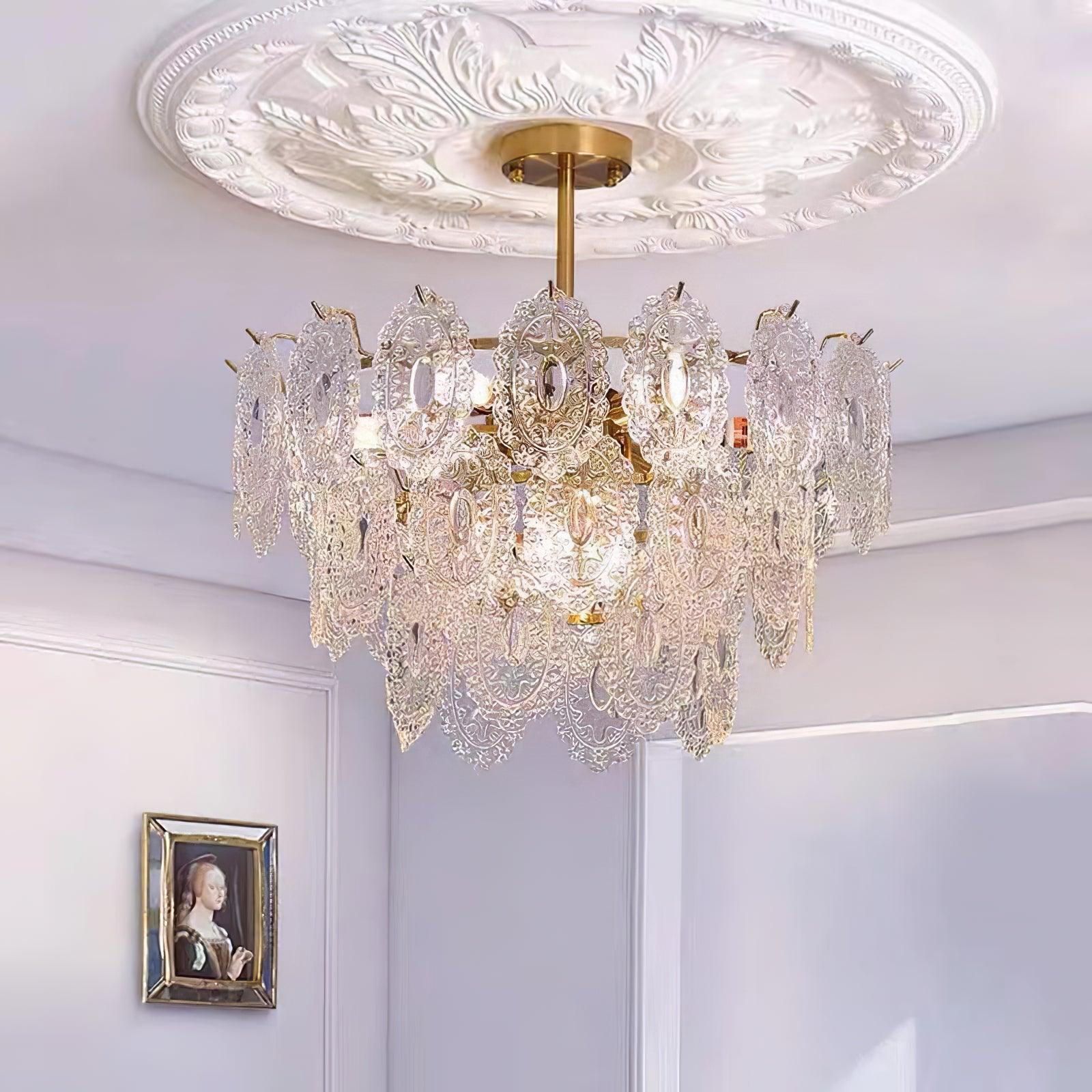 Lustra Chandelier Wave Glass Wrought Iron Elegant - Image 7