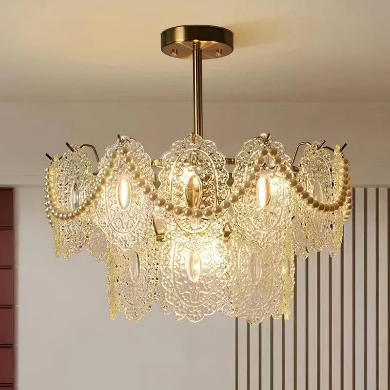Lustra Chandelier Wave Pearl Gold Modern - Image 10