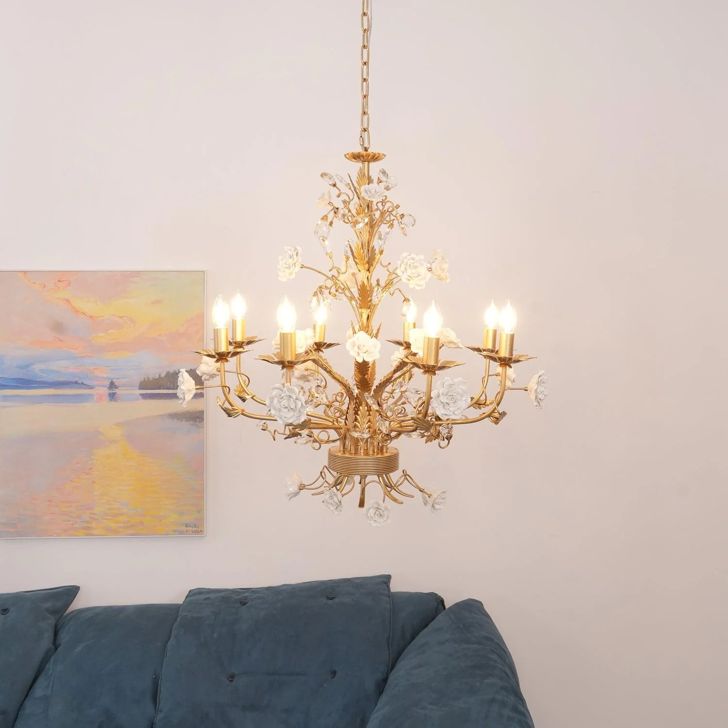 Lustra Chandelier White Rose Crystal - Image 10