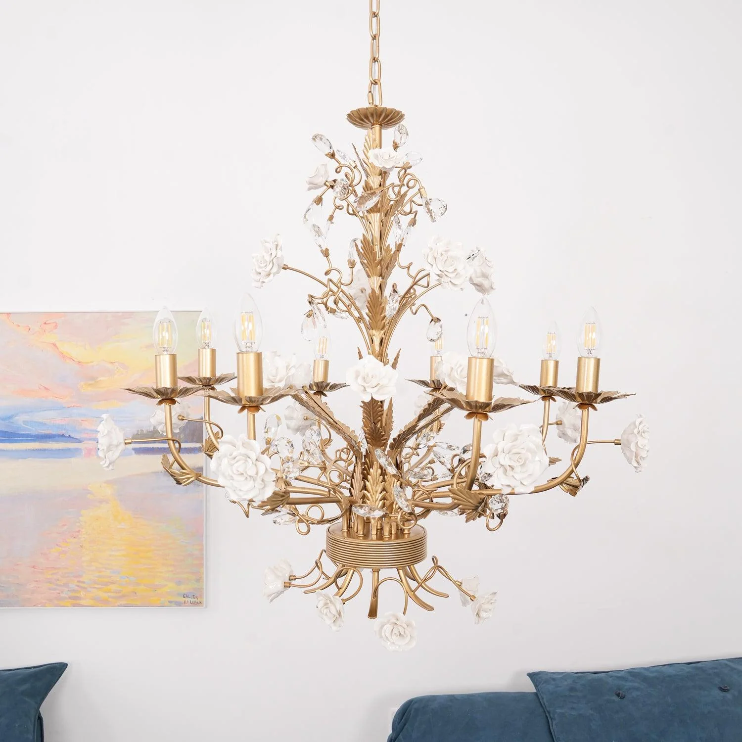 Lustra Chandelier White Rose Crystal - Image 23