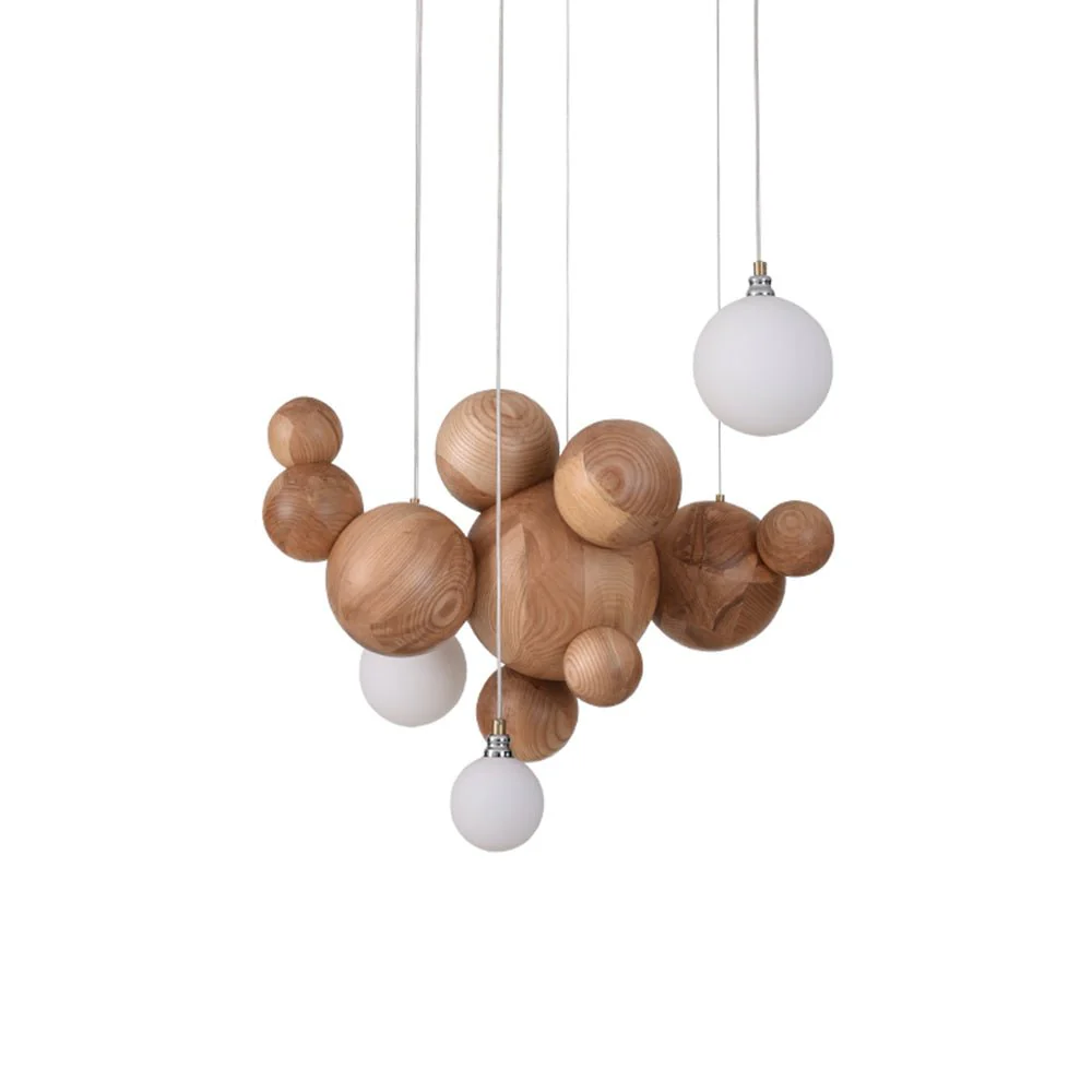 Lustra Chandelier Wood & Bubble Ball Cluster - Image 12