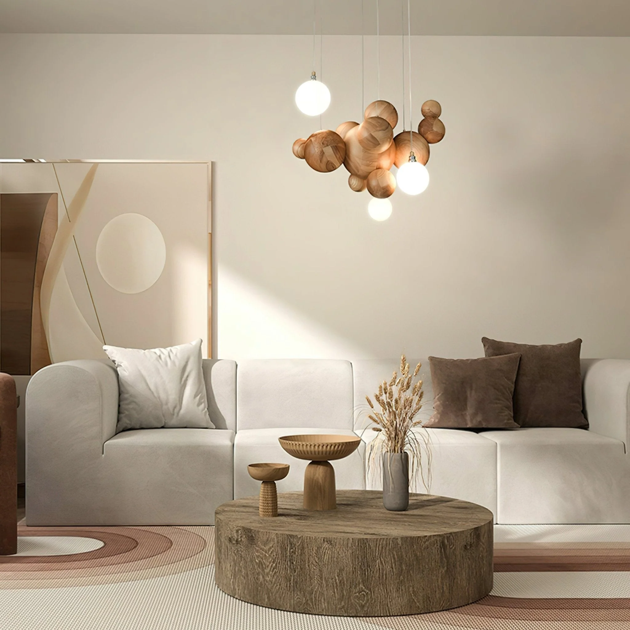 Lustra Chandelier Wood & Bubble Ball Cluster - Image 6