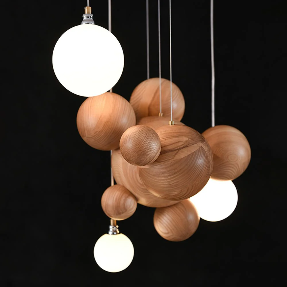 Lustra Chandelier Wood & Bubble Ball Cluster - Image 8