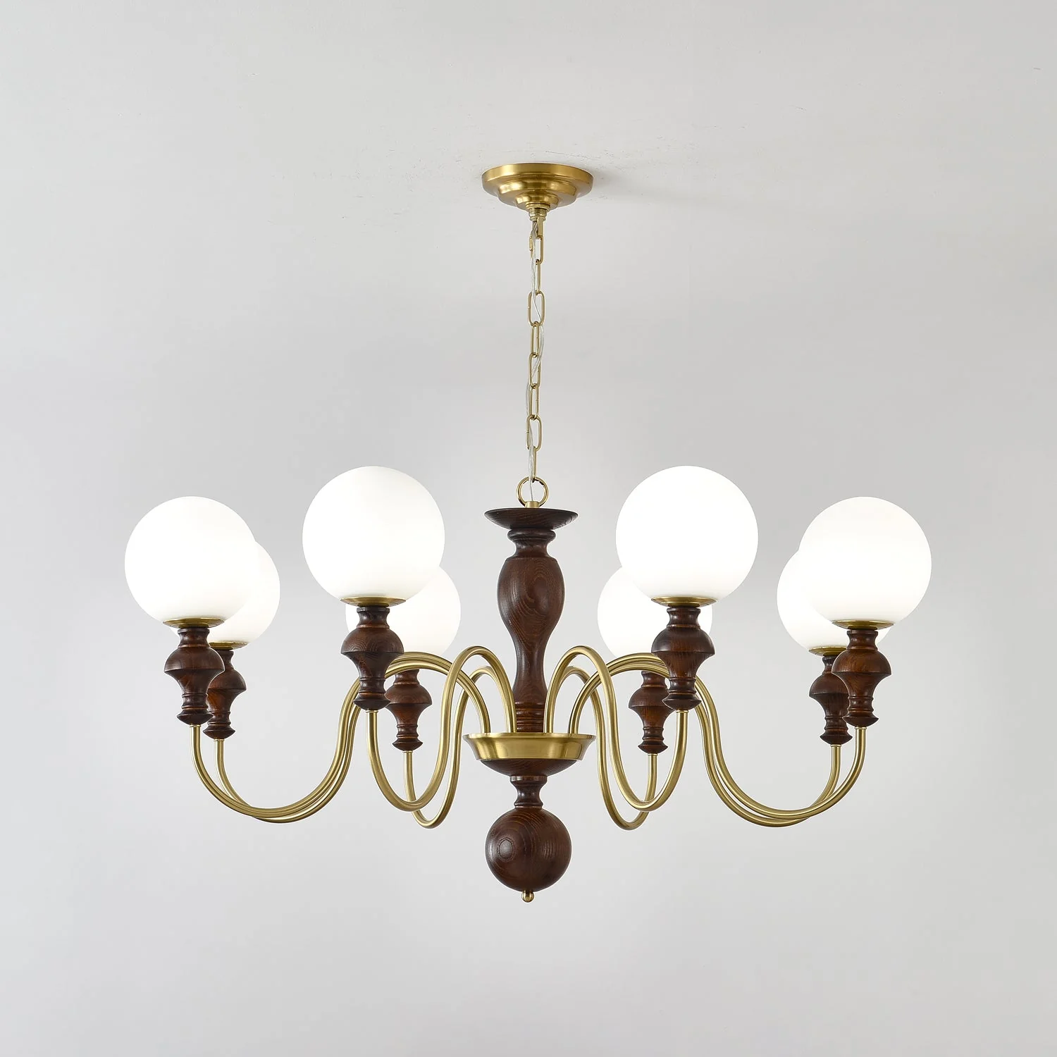 Lustra Chandelier Wood & Brass Timeless Globe - Image 12