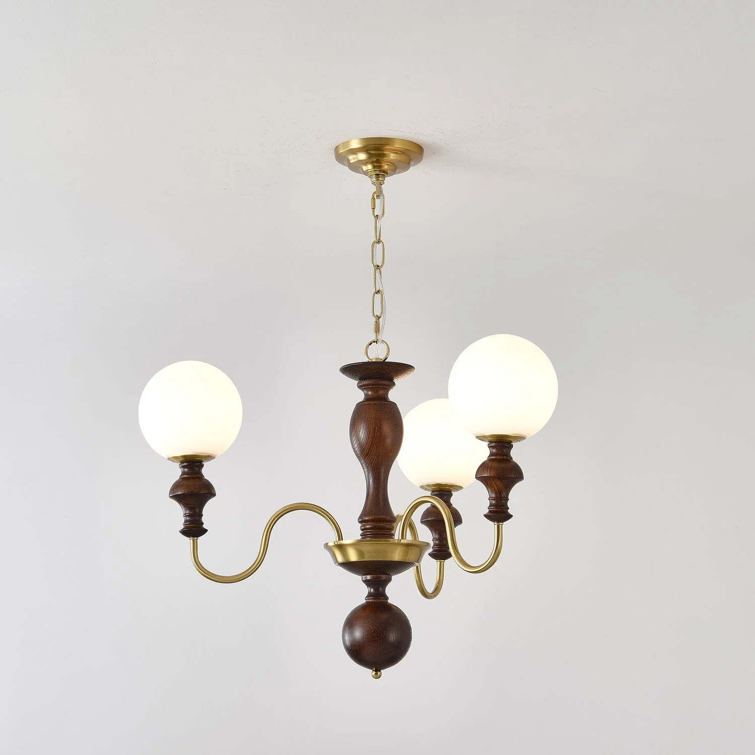 Lustra Chandelier Wood & Brass Timeless Globe - Image 14