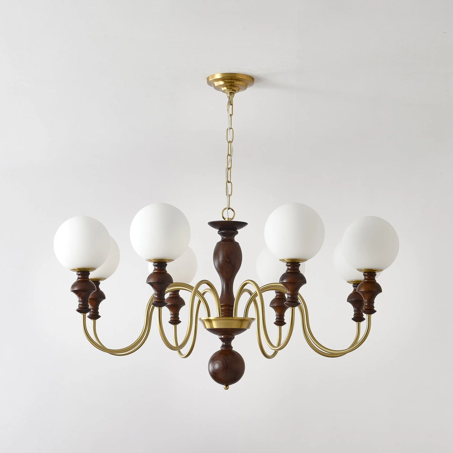 Lustra Chandelier Wood & Brass Timeless Globe - Image 19