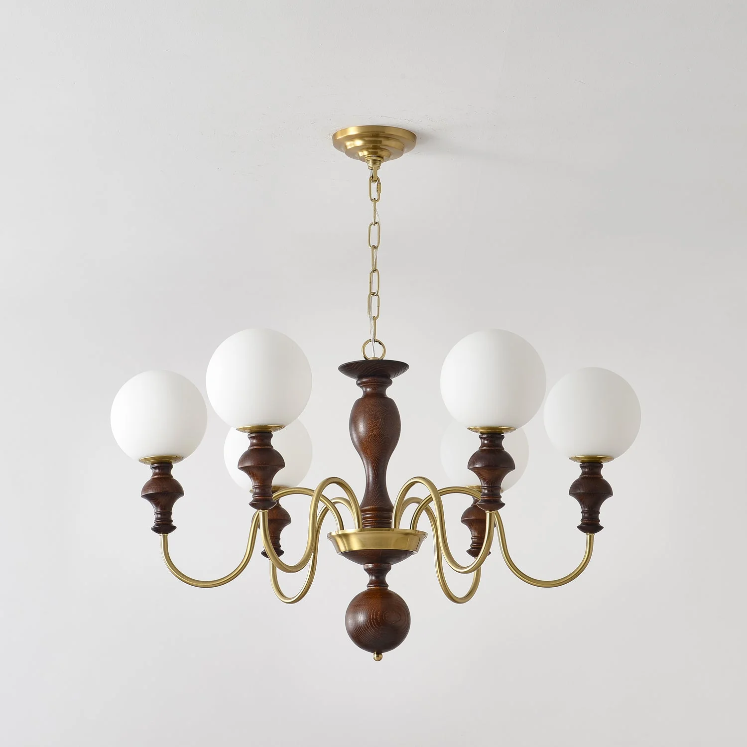 Lustra Chandelier Wood & Brass Timeless Globe - Image 20
