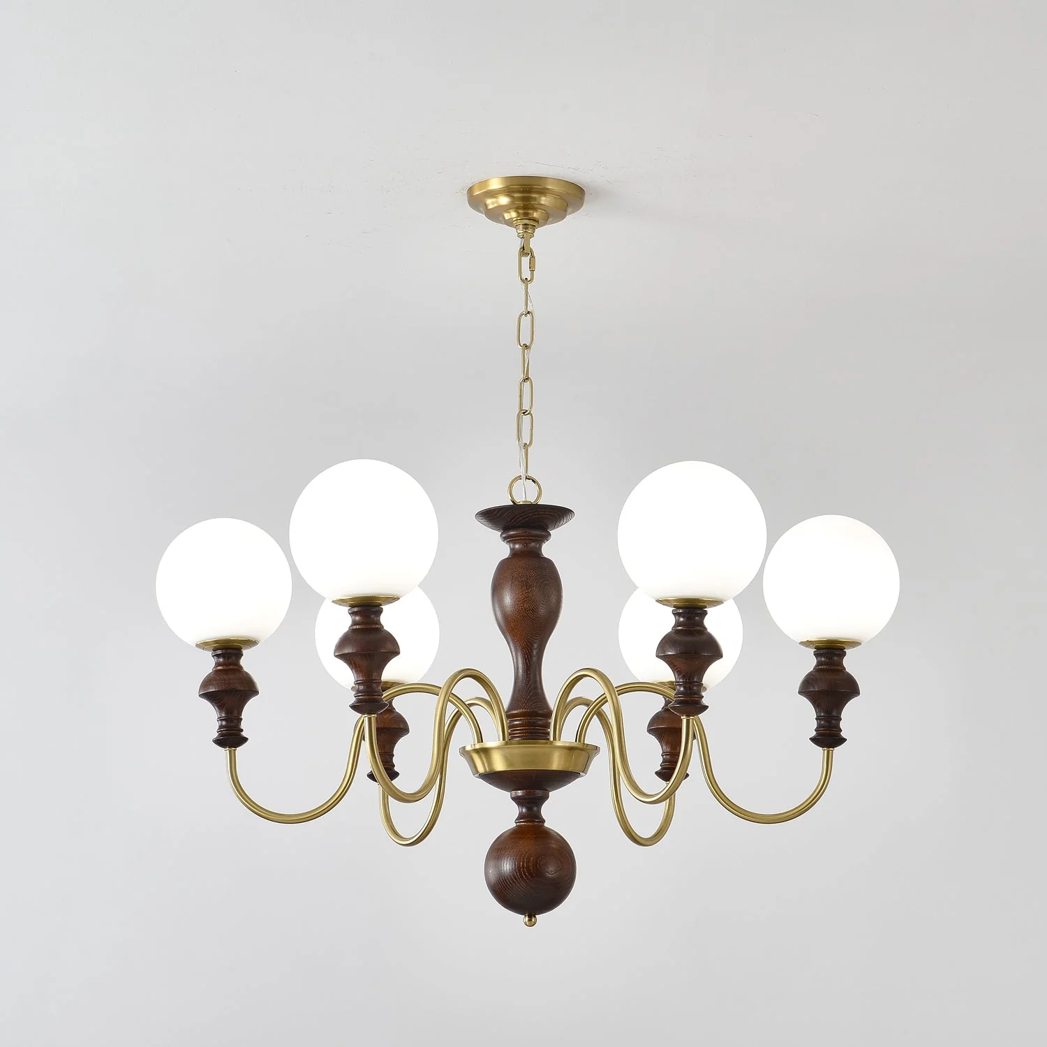 Lustra Chandelier Wood & Brass Timeless Globe - Image 21