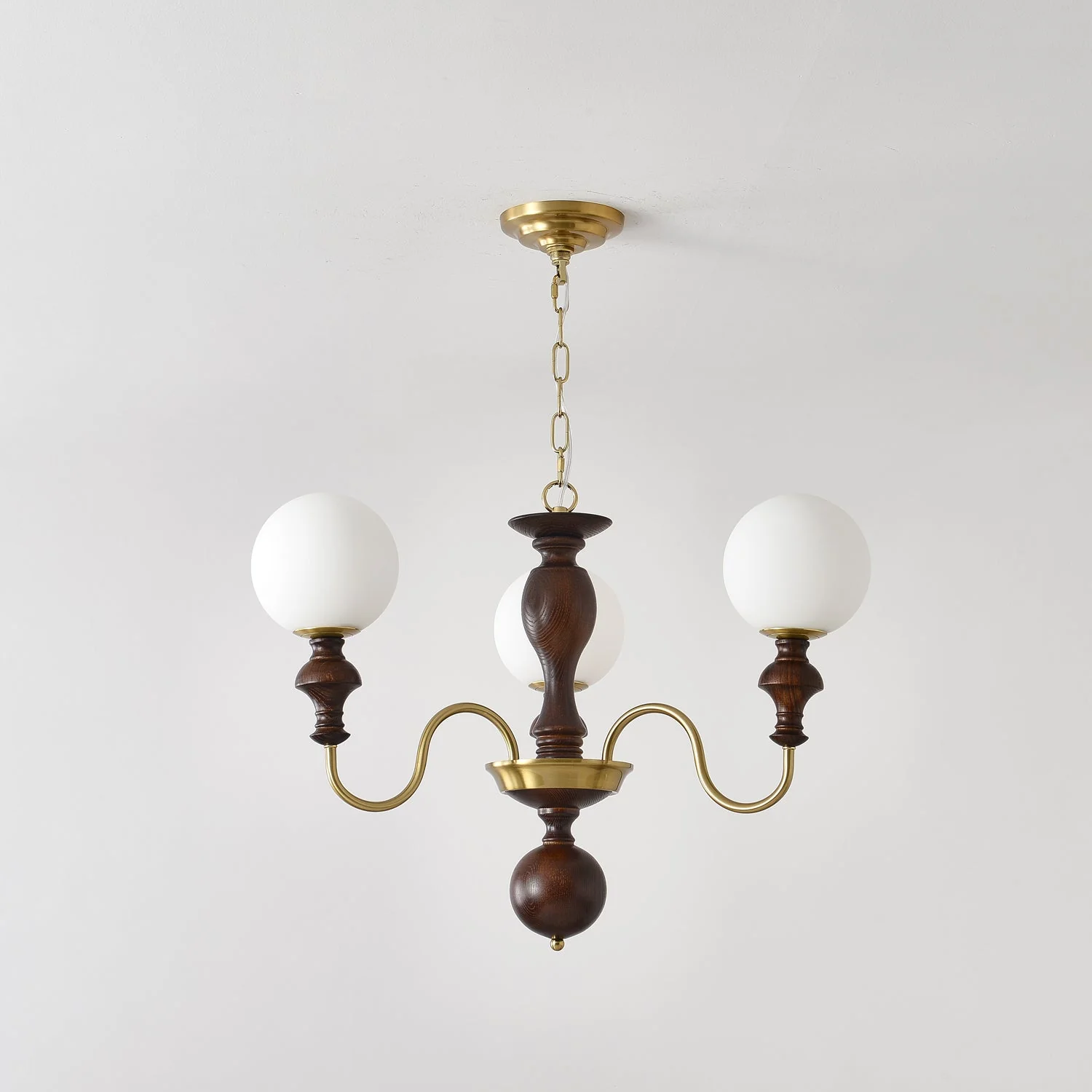 Lustra Chandelier Wood & Brass Timeless Globe - Image 24