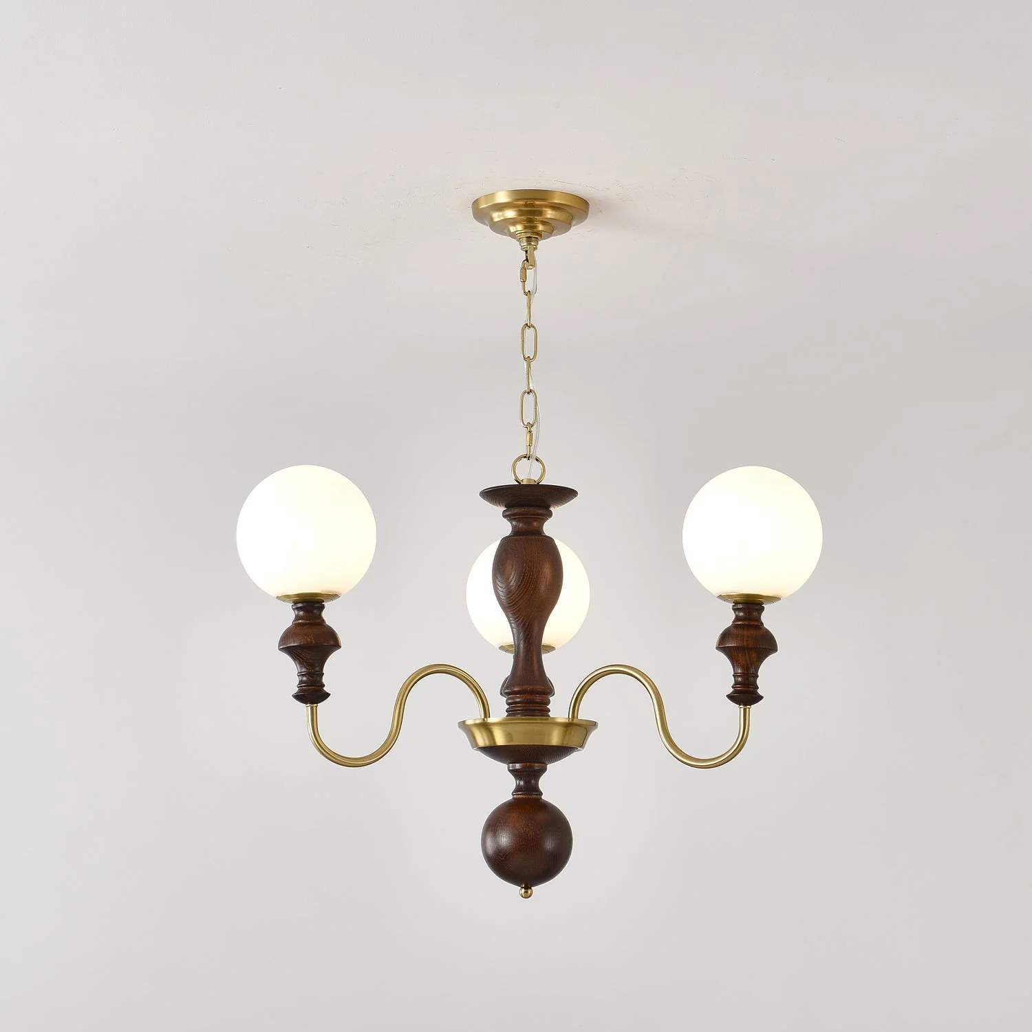 Lustra Chandelier Wood & Brass Timeless Globe - Image 9