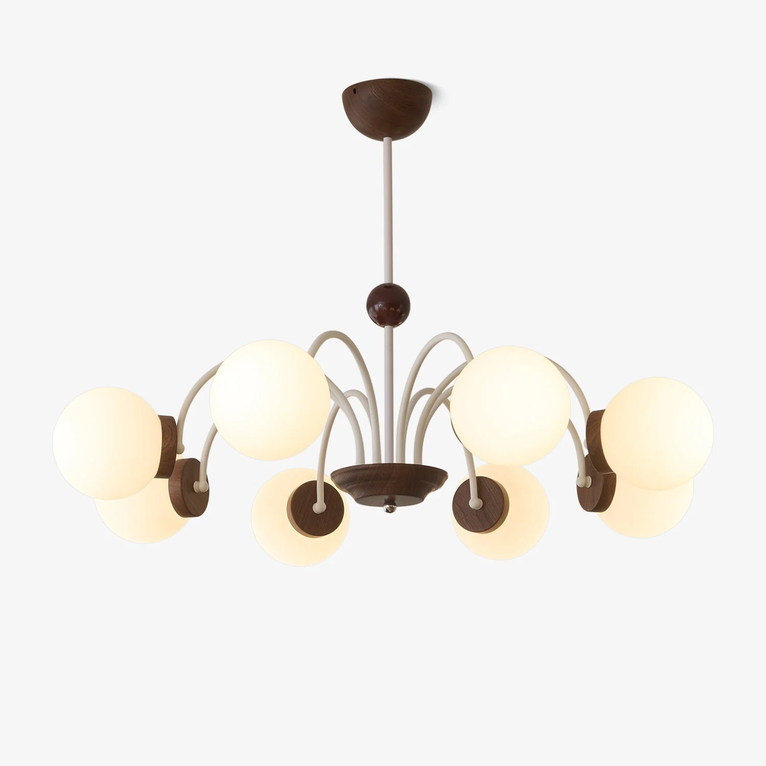 Lustra Chandelier Wood Glass Contemporary Curved