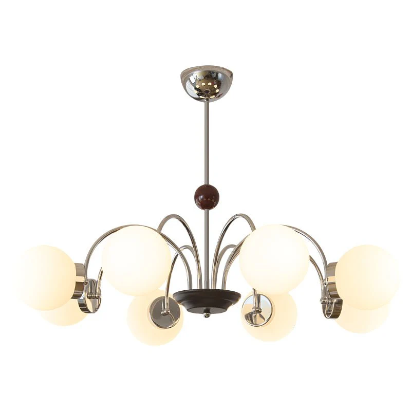Lustra Chandelier Wood Glass Contemporary Curved - Image 10