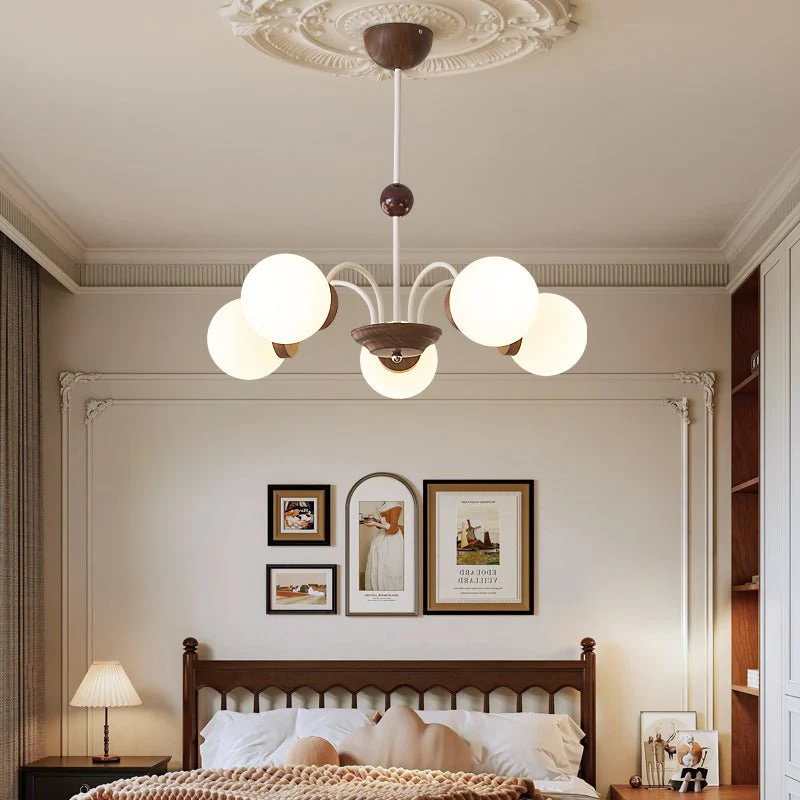 Lustra Chandelier Wood Glass Contemporary Curved - Image 11