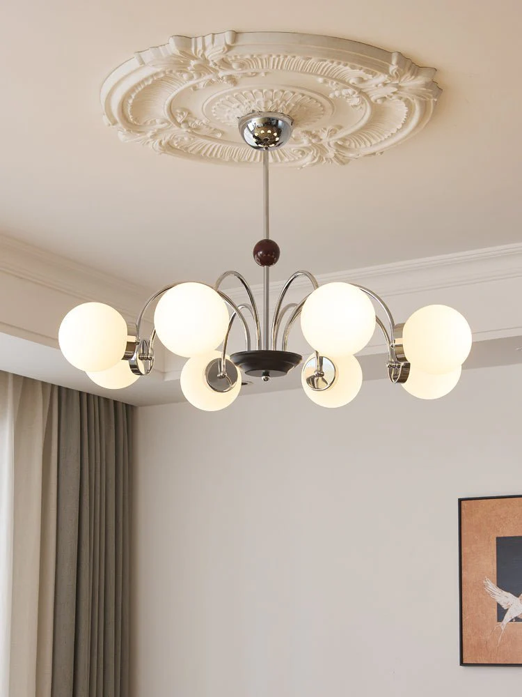 Lustra Chandelier Wood Glass Contemporary Curved - Image 12