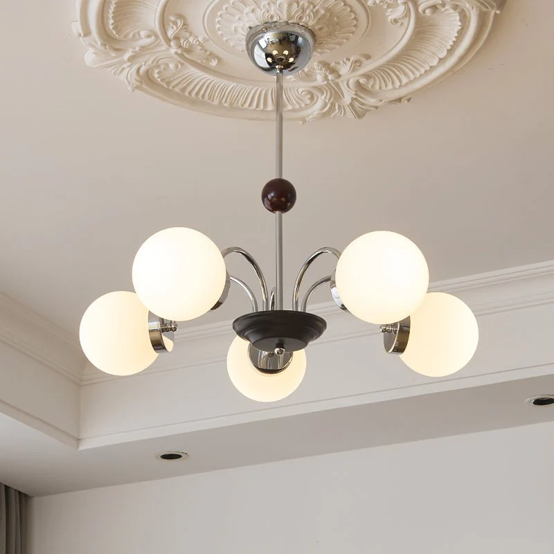 Lustra Chandelier Wood Glass Contemporary Curved - Image 14