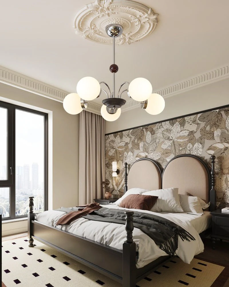 Lustra Chandelier Wood Glass Contemporary Curved - Image 17