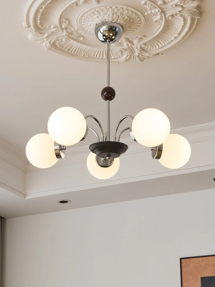 Lustra Chandelier Wood Glass Contemporary Curved - Image 19