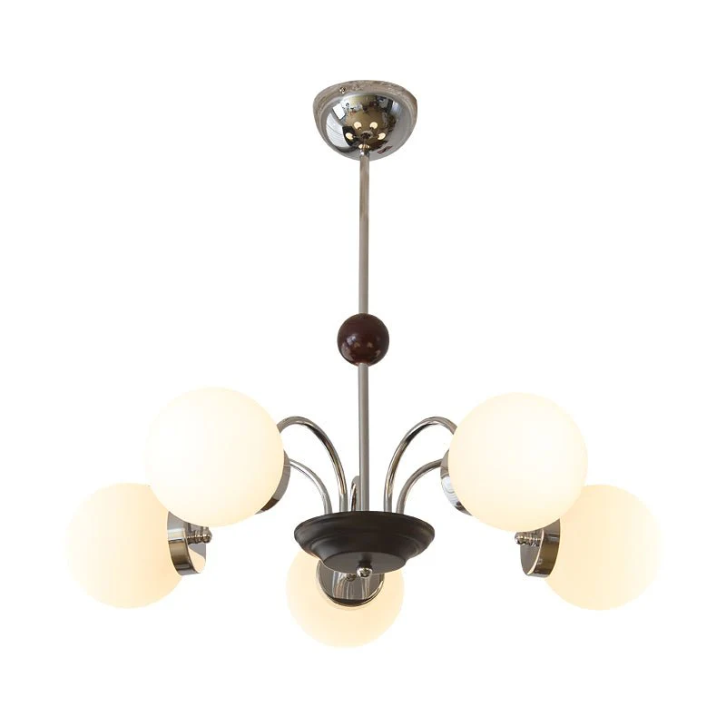 Lustra Chandelier Wood Glass Contemporary Curved - Image 2