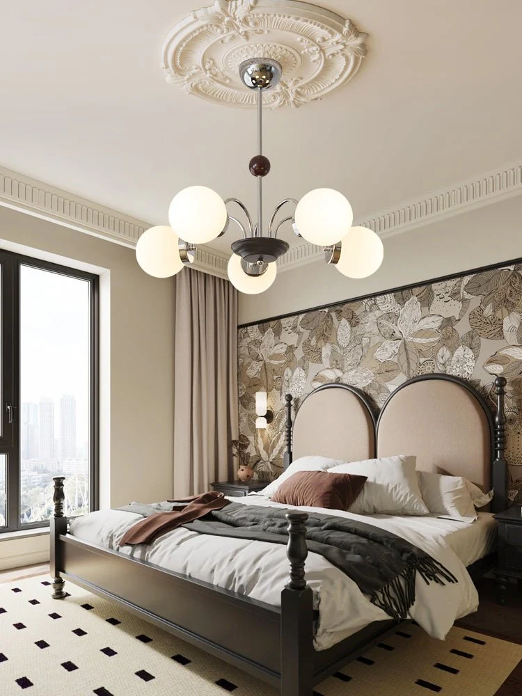 Lustra Chandelier Wood Glass Contemporary Curved - Image 21
