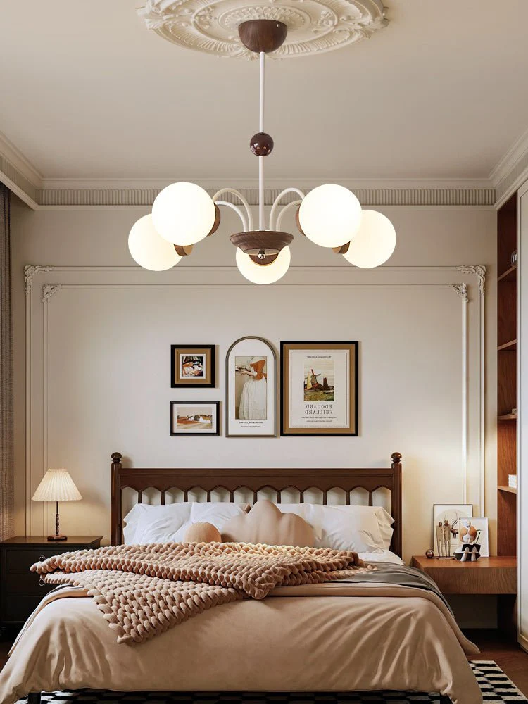 Lustra Chandelier Wood Glass Contemporary Curved - Image 22