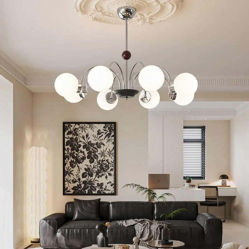 Lustra Chandelier Wood Glass Contemporary Curved - Image 4