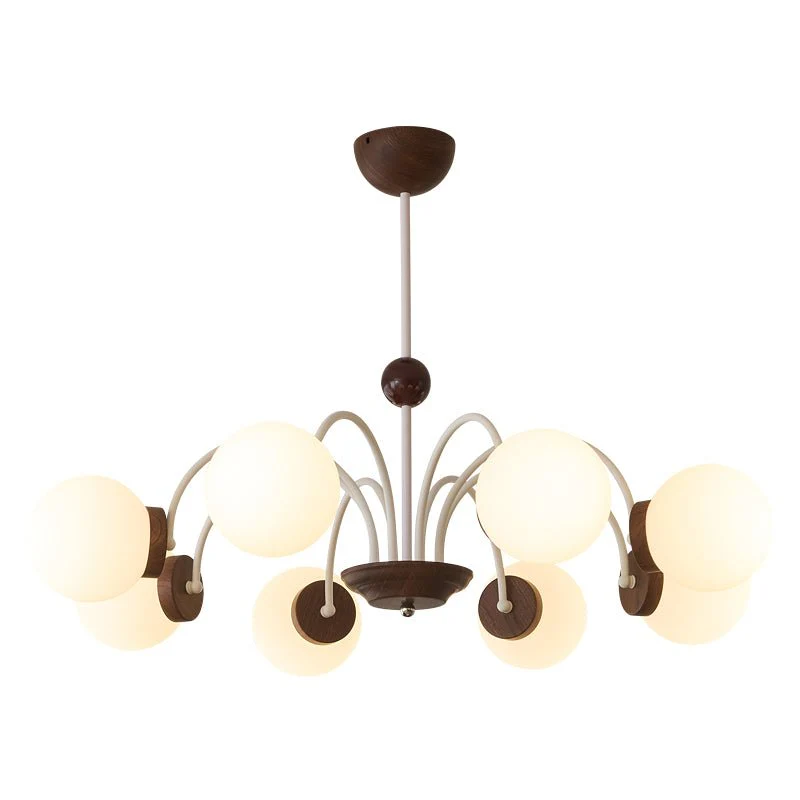Lustra Chandelier Wood Glass Contemporary Curved - Image 5