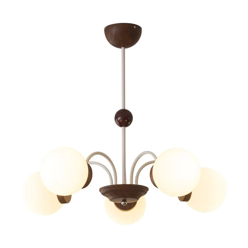 Lustra Chandelier Wood Glass Contemporary Curved - Image 7