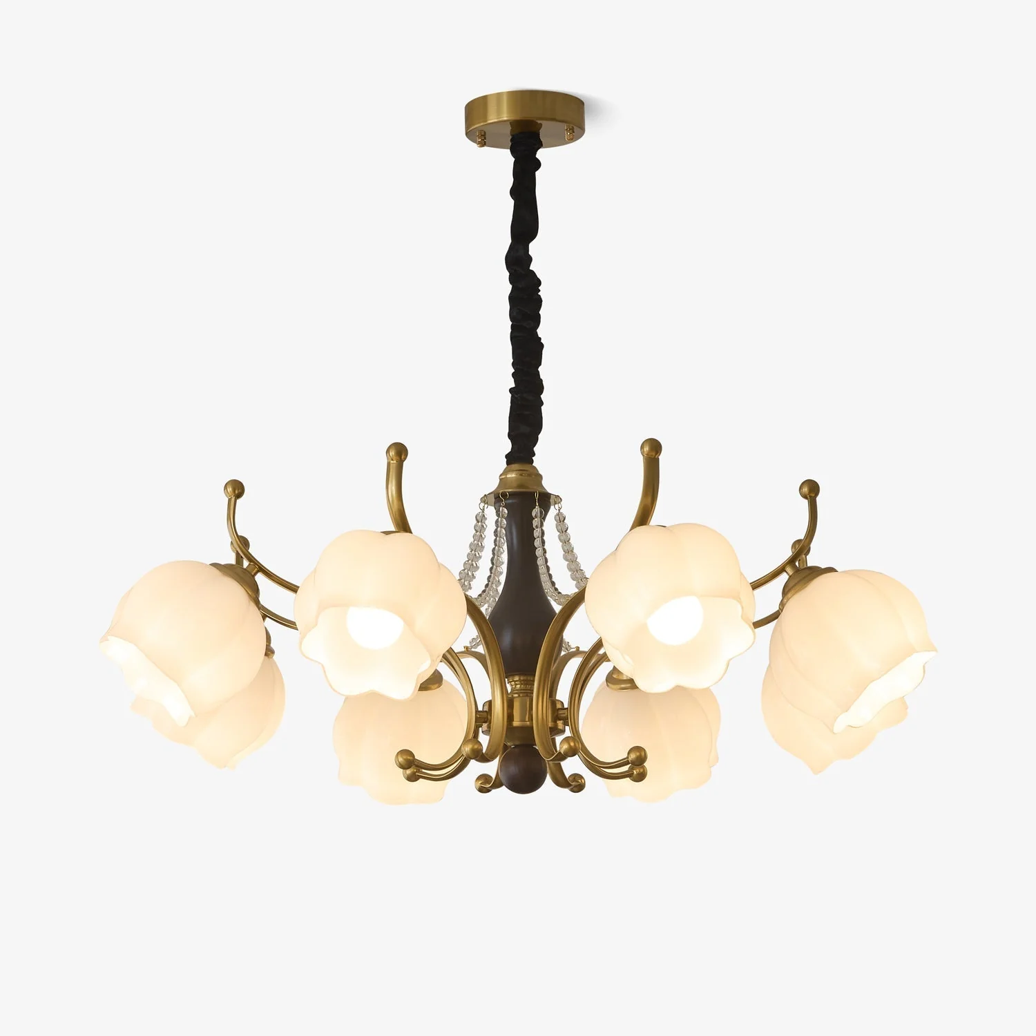 Lustra Chandelier Wood Glass Vintage