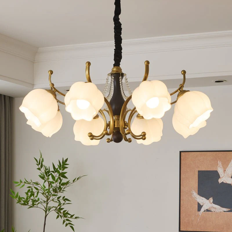 Lustra Chandelier Wood Glass Vintage - Image 13