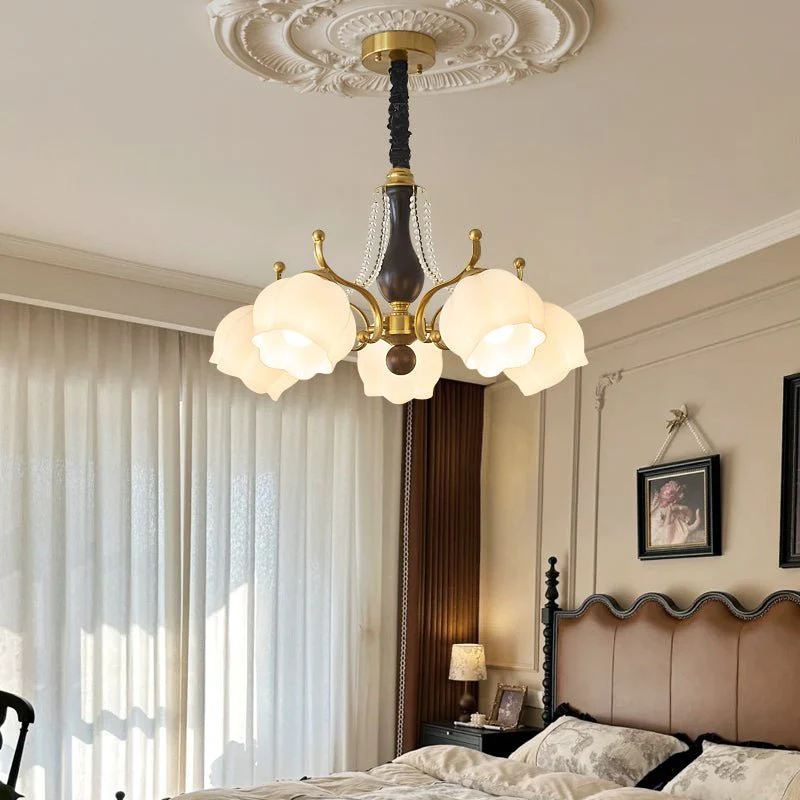 Lustra Chandelier Wood Glass Vintage - Image 15