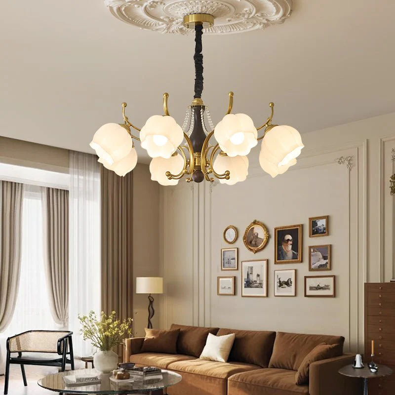 Lustra Chandelier Wood Glass Vintage - Image 17