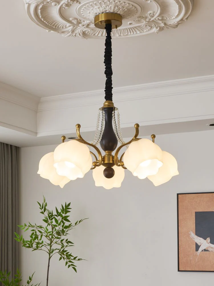 Lustra Chandelier Wood Glass Vintage - Image 18