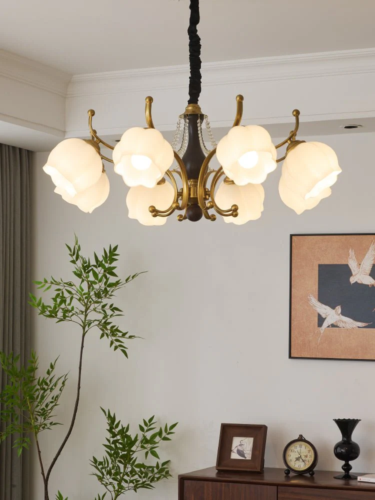Lustra Chandelier Wood Glass Vintage - Image 19