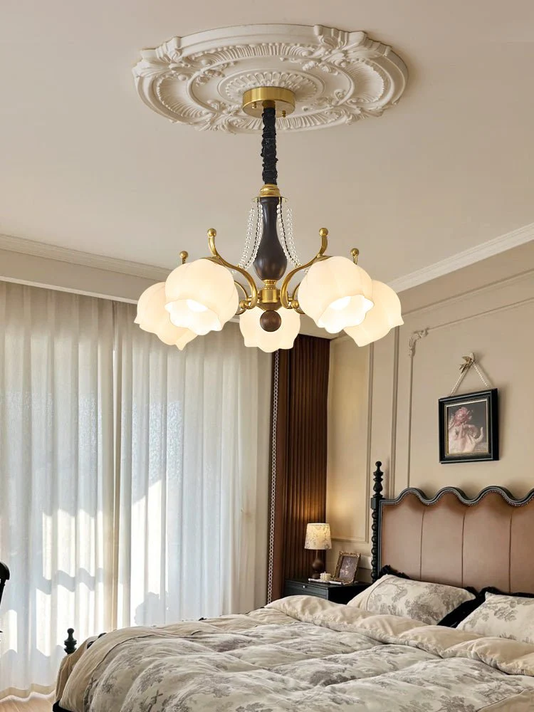 Lustra Chandelier Wood Glass Vintage - Image 21