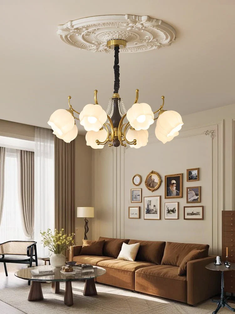 Lustra Chandelier Wood Glass Vintage - Image 22