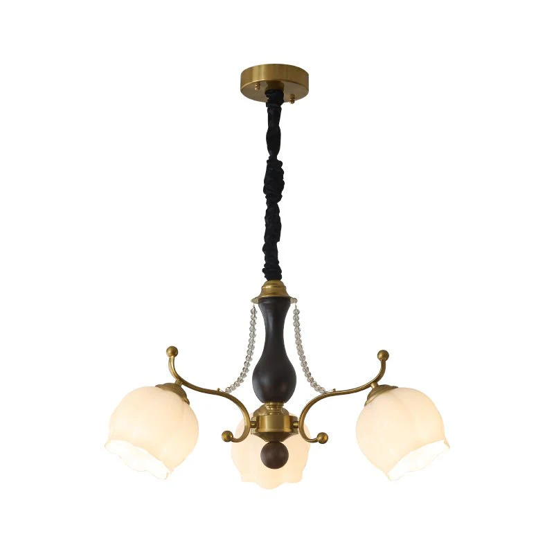 Lustra Chandelier Wood Glass Vintage - Image 24
