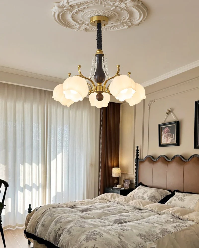 Lustra Chandelier Wood Glass Vintage - Image 7