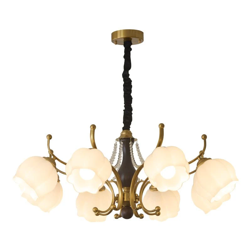 Lustra Chandelier Wood Glass Vintage - Image 8