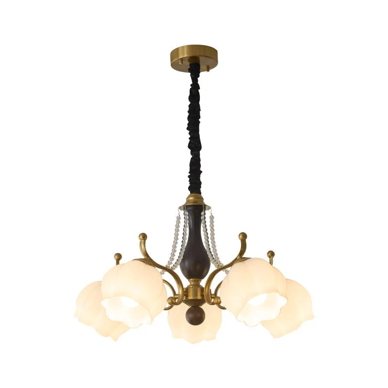 Lustra Chandelier Wood Glass Vintage - Image 9