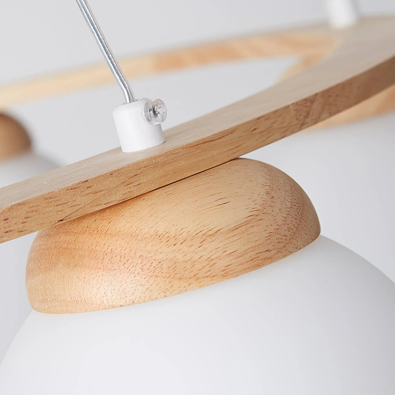 Lustra Chandelier Wood Ring Opal Glass Globes - Image 22