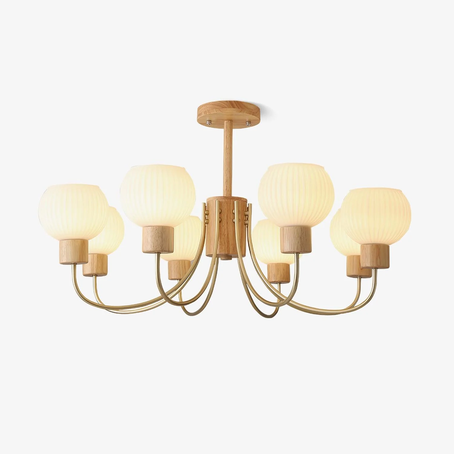 Lustra Chandelier Wooden 6 Lights Elegant Glass