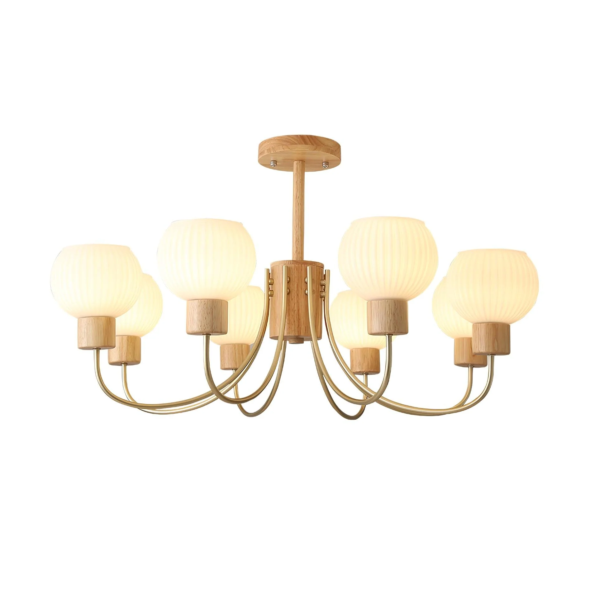 Lustra Chandelier Wooden 6 Lights Elegant Glass - Image 18