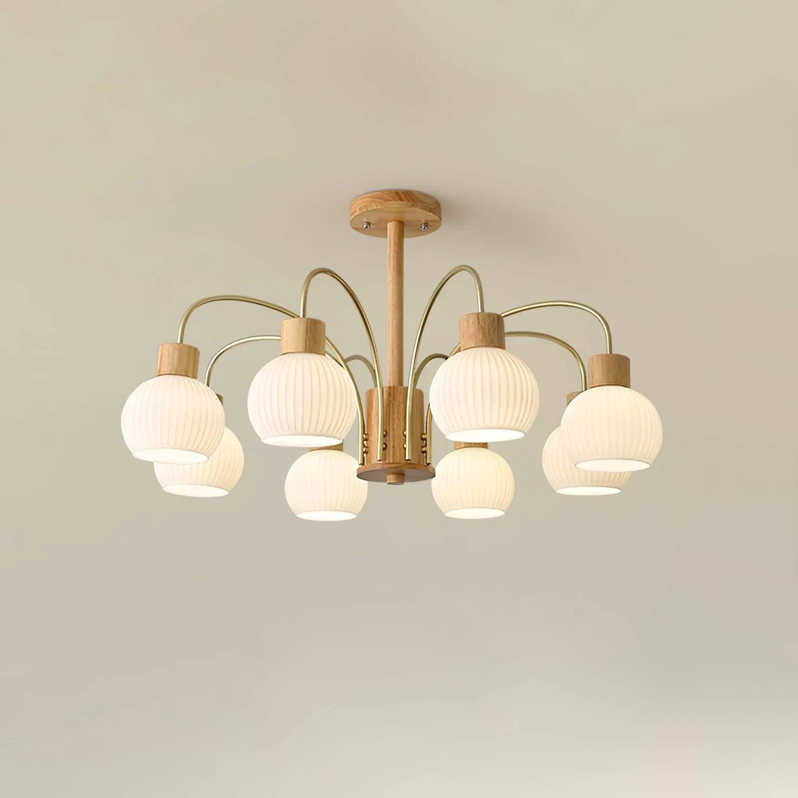 Lustra Chandelier Wooden 6 Lights Elegant Glass - Image 19