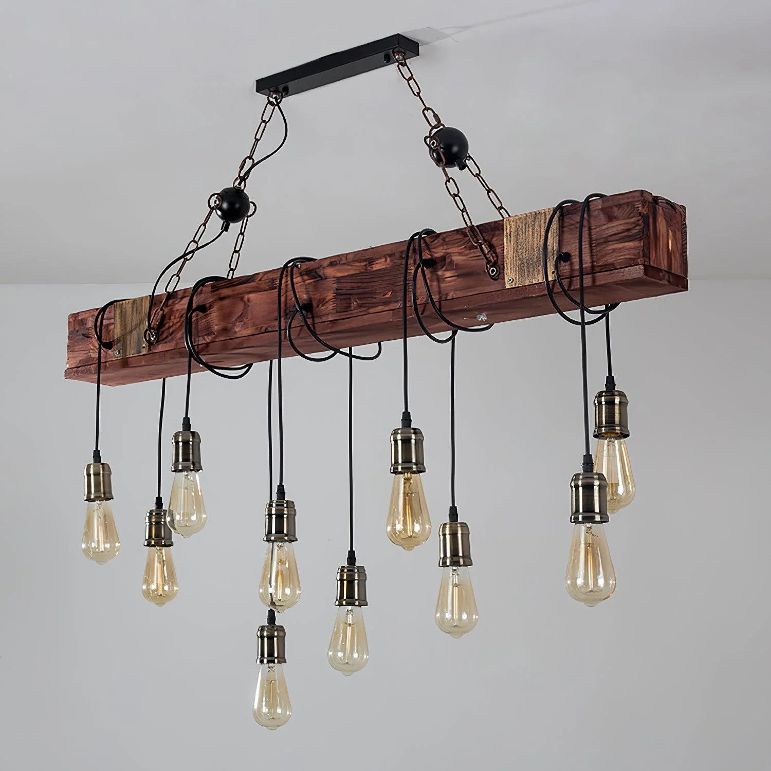 Lustra Chandelier Wooden Beam Edison Bulb Rustic Farmhouse - Image 25